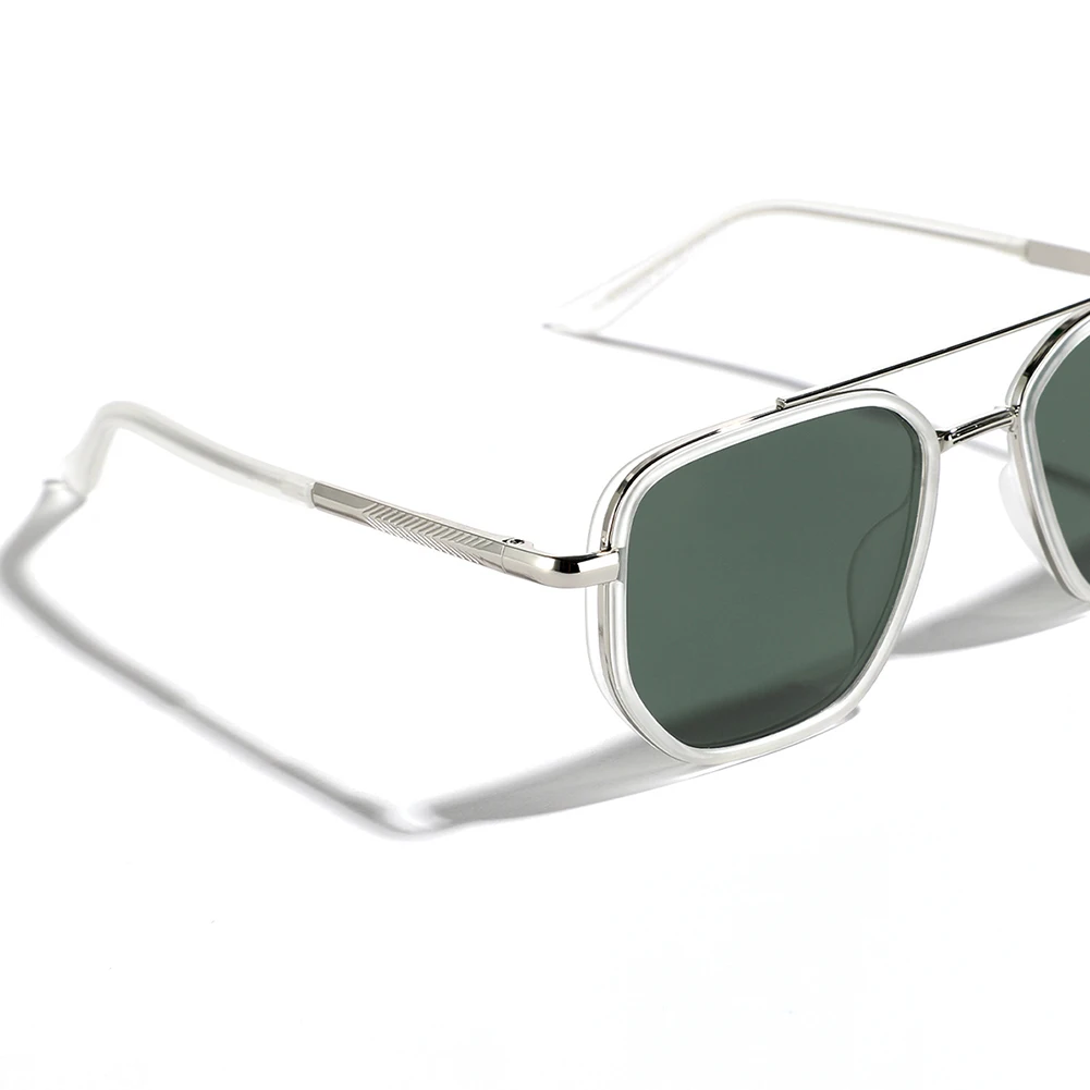 Peekaboo tr90 óculos de sol polarizados masculino estilo retro metal quadrado óculos de sol para mulher ponte dupla condução verde preto uv400