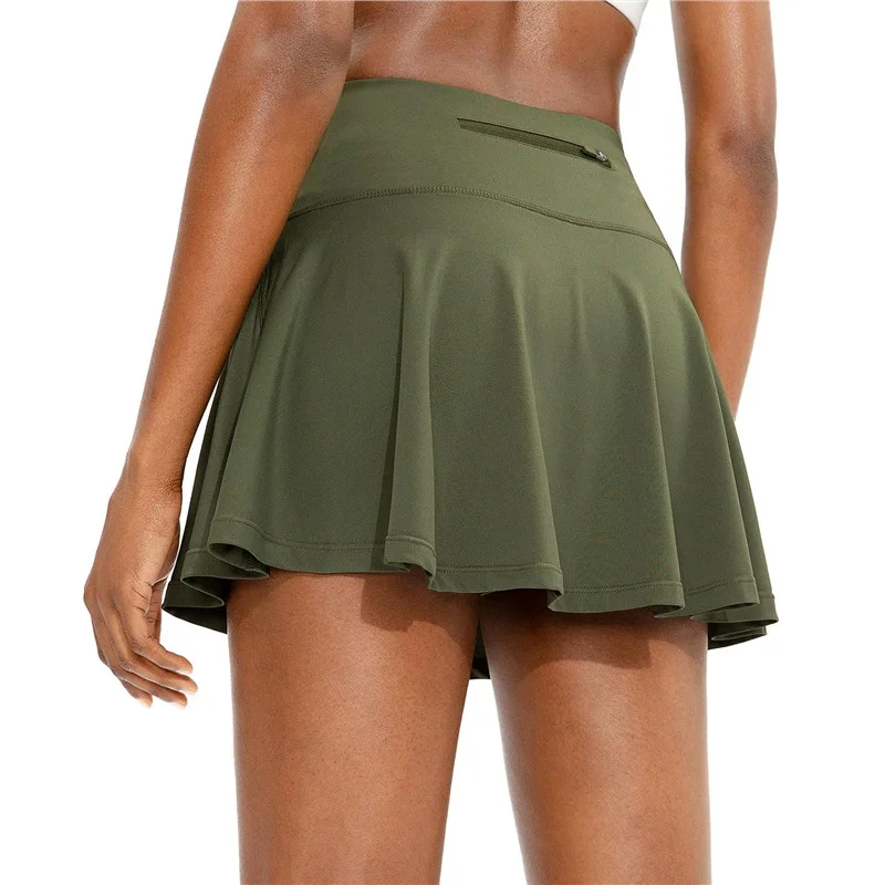 تنورة قصيرة رياضية عالية الخصر للسيدات، سراويل أمان مريحة بحزام قابل للتنفس وتنورة صغيرة لليوجا والجولف والتنس #4