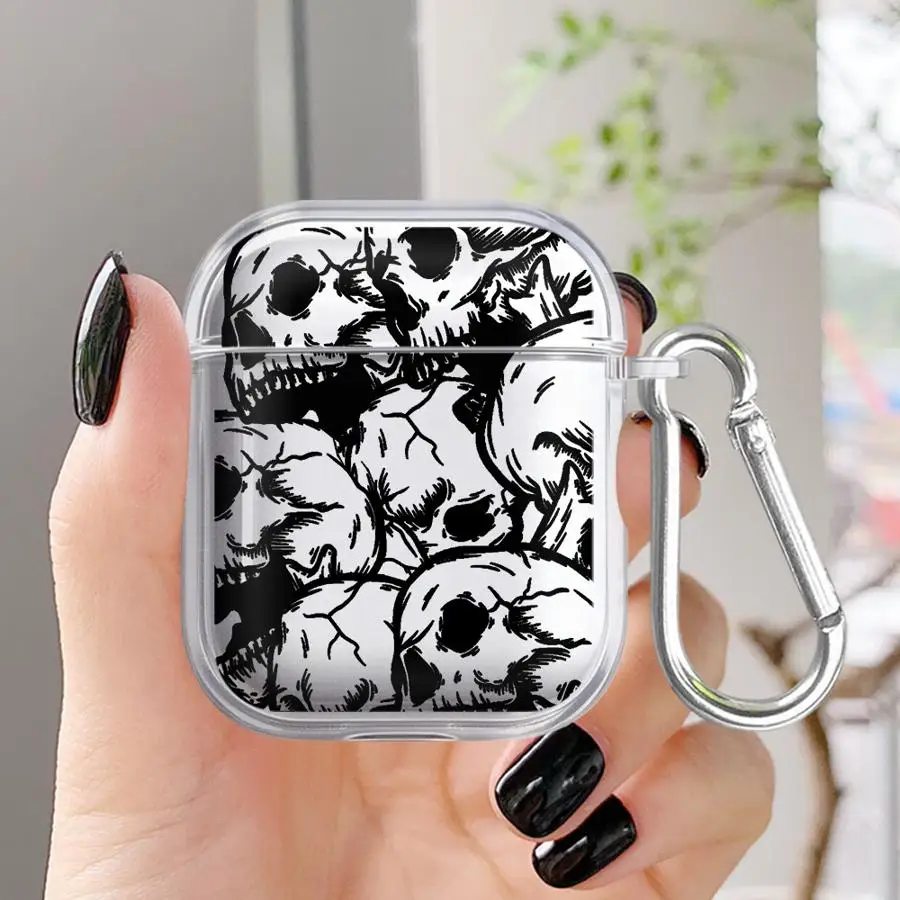 Creative Skull Art Case For Airpods 1 Pro2 Pro3 4 3 2 Pro Clear Earphone Cases Cover view 5
