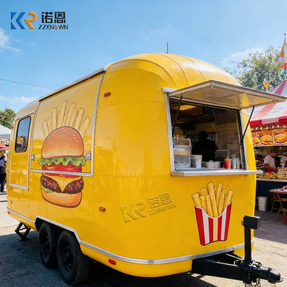 Outdoor Mobile Food Truck Stainless Steel Countertop Snack Vending Trailer for Business Startup Kitchen on Wheels