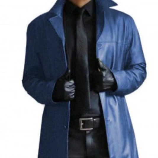 Mens Trench Coat Slim Fit Double Breasted Long Jacket Notched Lapel Belt Fall Windproof Coat