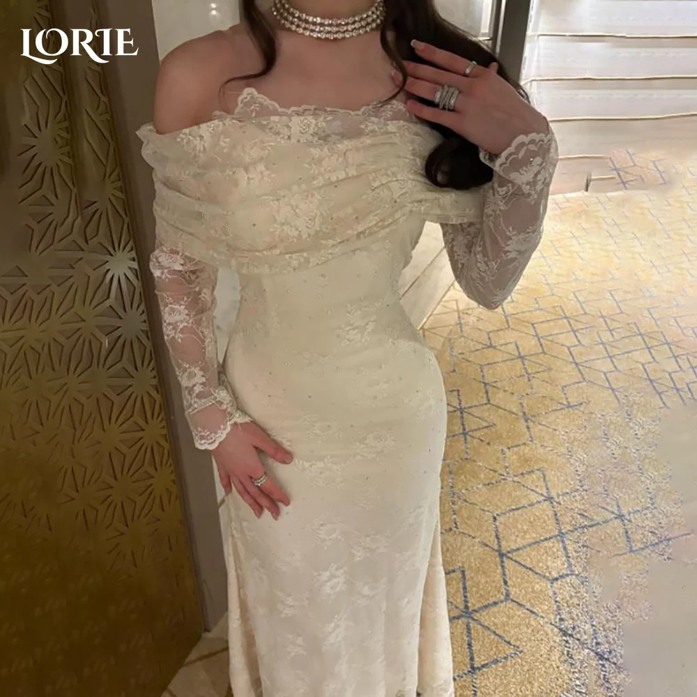 

LORIE Puff Sleeve Wedding Dresses Mermaid Appliques Lace off Shoulder Tulle vestidos de novia Sweetheart Boho Bride Gown 2024