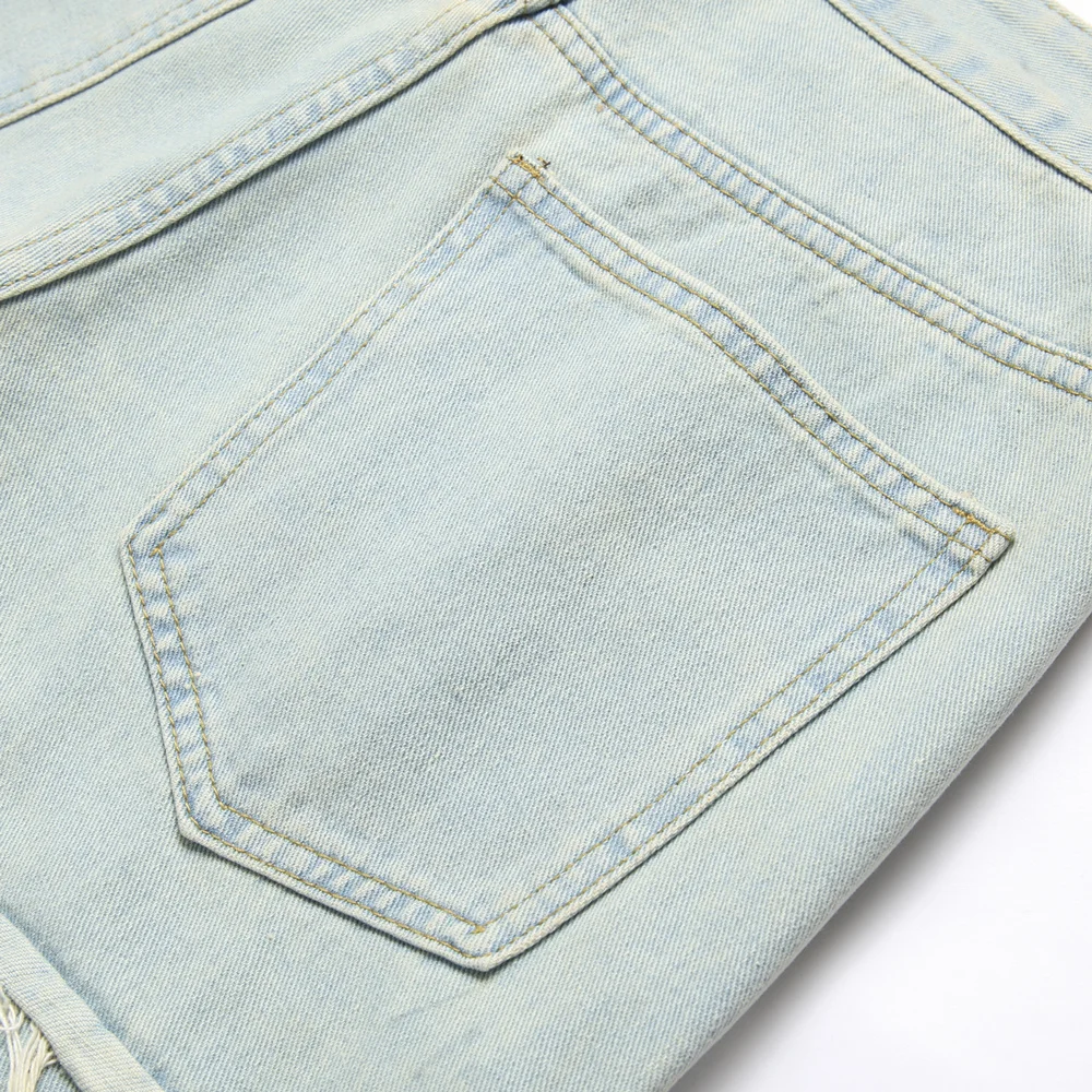 남성용 세련된 찢어진 패치 스플라이싱 오토바이 바이커 청바지 바지, 레트로 스타일, 좋은 품질, 남성 루즈 스트레이트 데님 바지