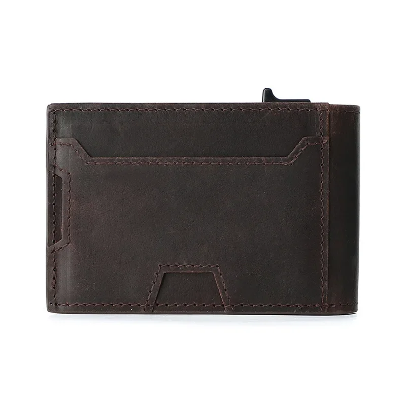 New Men's Genuine Leather Wallet Short Retro Men's Coin Purse Automatic Pop-up Card Wallet