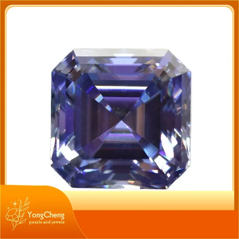 Moissanite Stone Asscher Cut Lavender Color Loose Gemstone Lab Grown Moissanite GRA Certificated Advanced Jewel Material