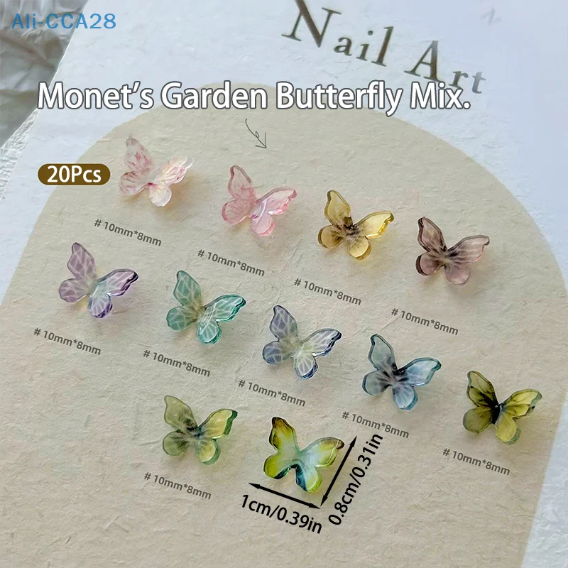 20pcs 3D Resin Nail Charms Mixed Color Butterfly Nail Parts Accessories Kawaii DIY Nail Art Decoration For Women image 6