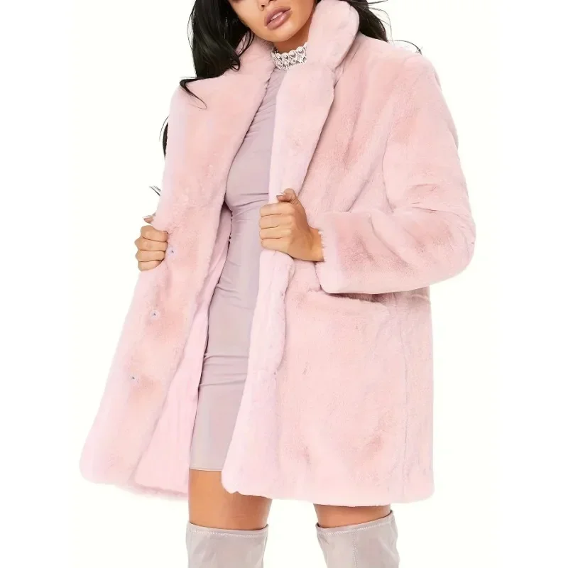 

Cozy Faux Fur Long Sleeve Teddy Coat Lapel Autumn Winter Fashion Loose Fur Jackets for Women Clothing