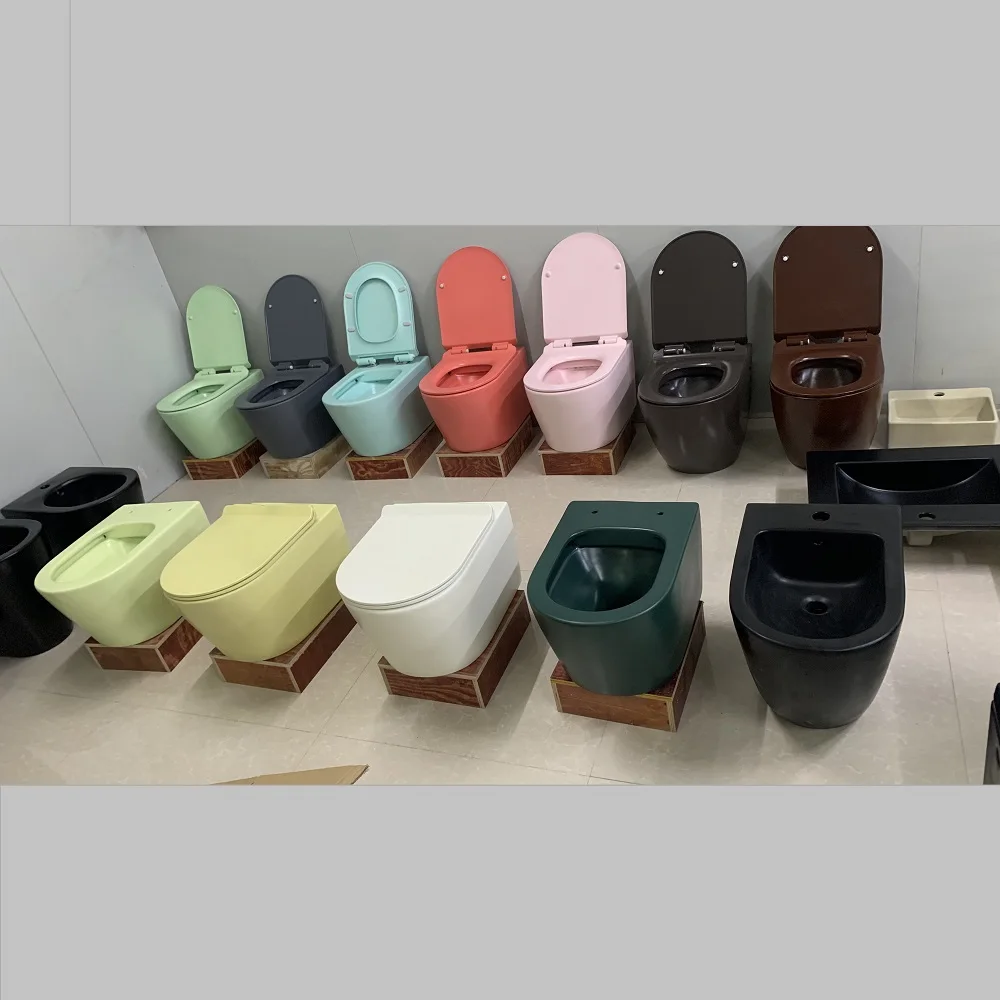 European Bathroom Ceramic Wall Hung Hang Hidden Water Tank Water Matt Black Closet Rimless Colored Toilet Bowl