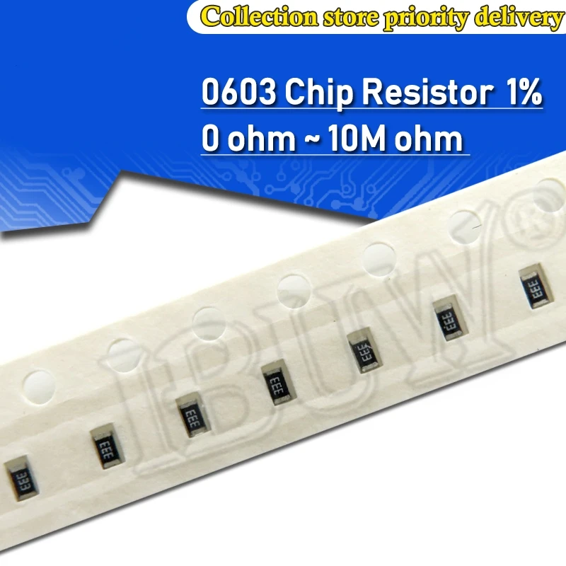 100pcs 0603 1% SMD resistor 0R ~ 10M 1/10W 0 1 10 100 150 220 330 470 ohm 1K 2.2K 10K 100K 1M 0R 1R 10R 100R 150R 220R 330R 470R