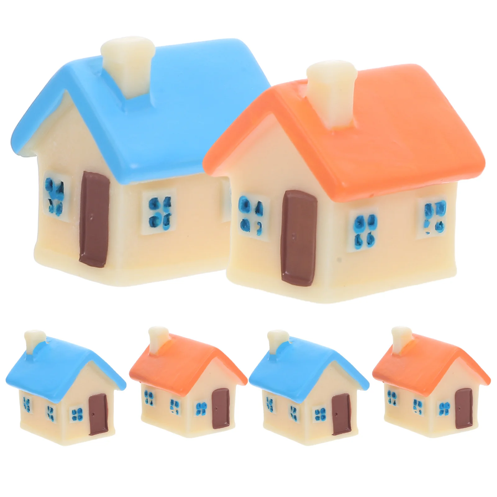 

6 Pcs Mini House Decoration Kit Dollhouse Resin Fairy Garden Figurines Accessories Plant Ornament