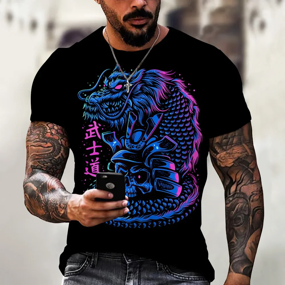 Samurai T-shirts for Men 3D Print O-Neck Short Sleeve fashion Men's T Shirt Harajuku Hip Hop Streetwear Ninja Tees Tops