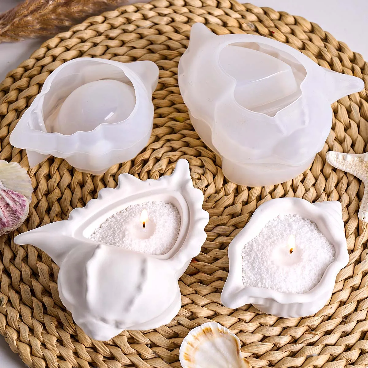Conch Flowerpot Silicone Mold DIY Handmade Candle Jar Aromatherapy Gypsum Molds Concrete Resin Storage Box Crafts Making Home De