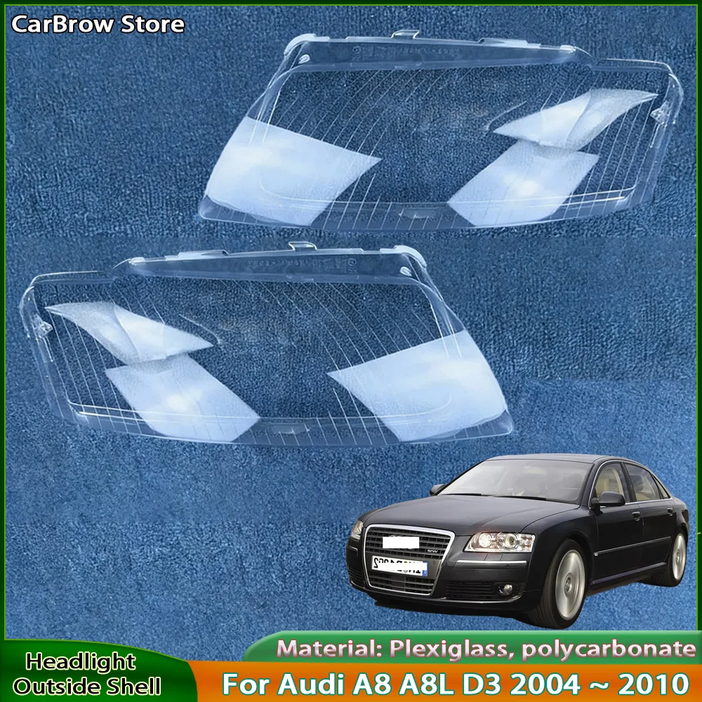 

For Audi A8 A8L D3 2004 ~ 2010 Clear Transparent Front Headlight Cover Lens Protector Headlight Assembly Halogen lamp Housing