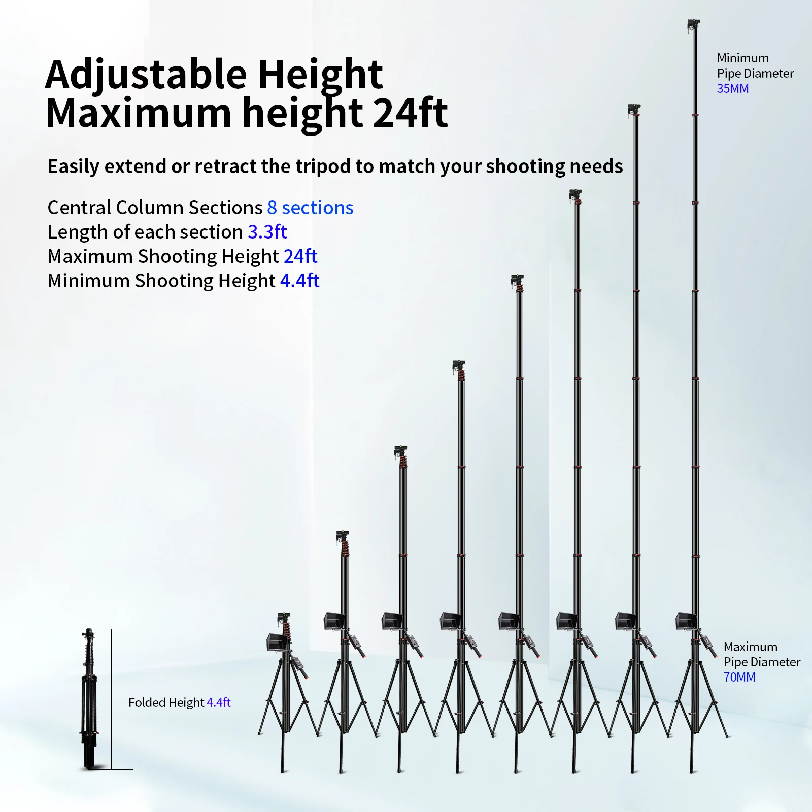 

Кран для камеры TX-8m из углеродного волокна, мобильная стойка для фотосъемки, стабилизатор держателя лампы для верхней фотографии, высотный шоти