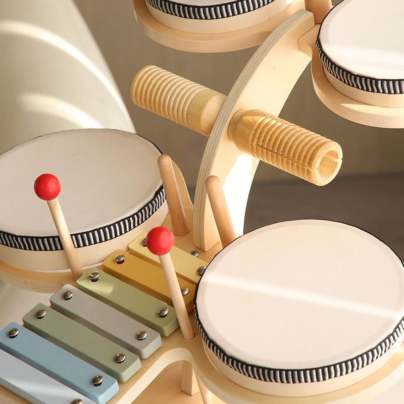 Houten drumset voor kinderen Multifunctioneel muzikaal percussie-instrument Eenvoudige montage Educatief cadeau voor kinderen