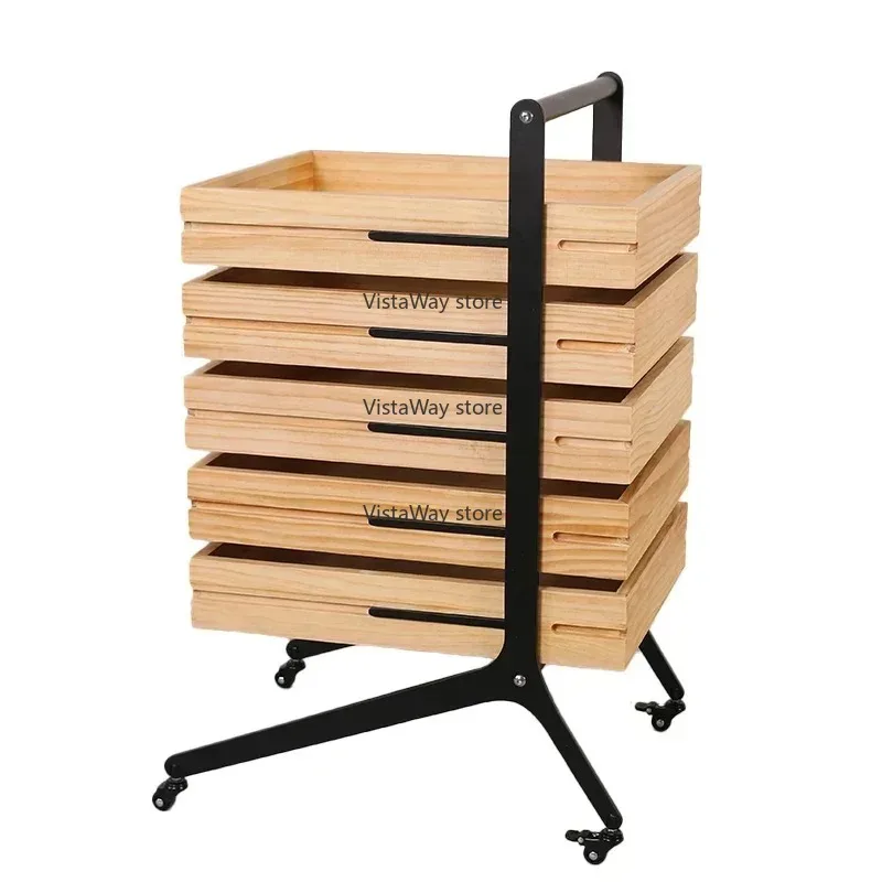 Side Table Mobile Trolley Coffee Table Solid Wood Medieval Side Cabinet Storage Sofa Wabi Sandy Wind Side Table Shelf Easy Home