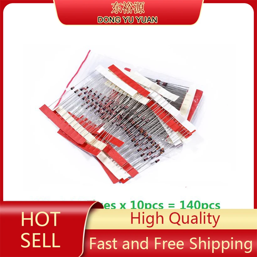 1W Zener Diode 14values*10pcs=140pcs Kit DO-41 3.3V-30V Component Diy Kit  Free Shipping