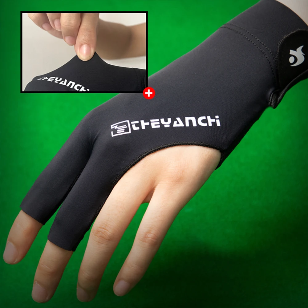 قفاز البلياردو اليد اليسرى ثلاثة أصابع السنوكر البلياردو قفاز عدم الانزلاق ملصقات مرونة البلياردو قفازات التدريب اكسسوارات #4