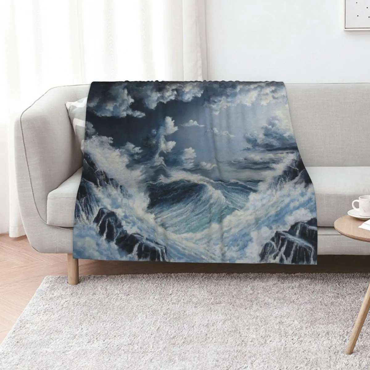 

STORMY SEA Throw Blanket Flannels Luxury manga halloween Blankets