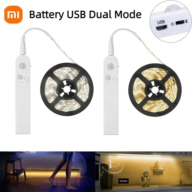 Xiaomi Led Night Light Strip 2835 Sensor Movement Recargable Usb Tape Wall Lamp Bedside Table kitchen Under Furniture Backlight