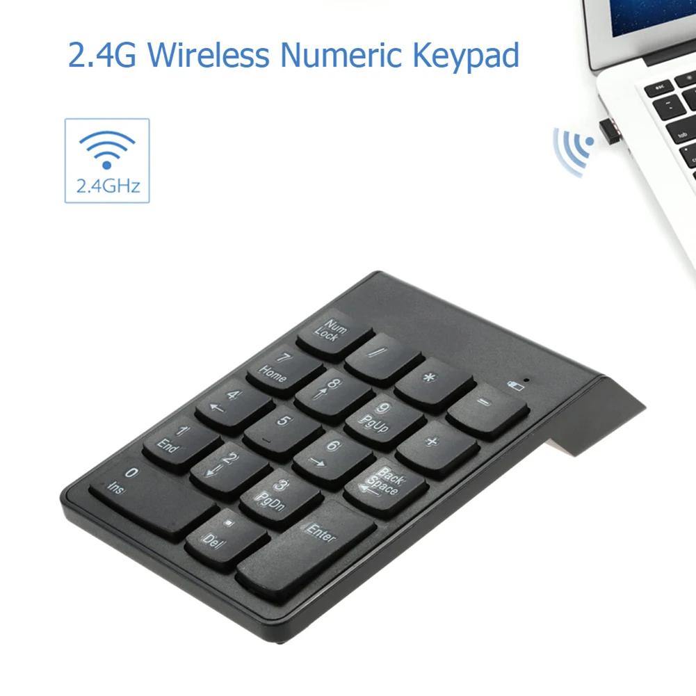 18 klawiszy Bezprzewodowa klawiatura numeryczna 2.4G do laptopów i tabletów Klawiatura cyfrowa Numpad