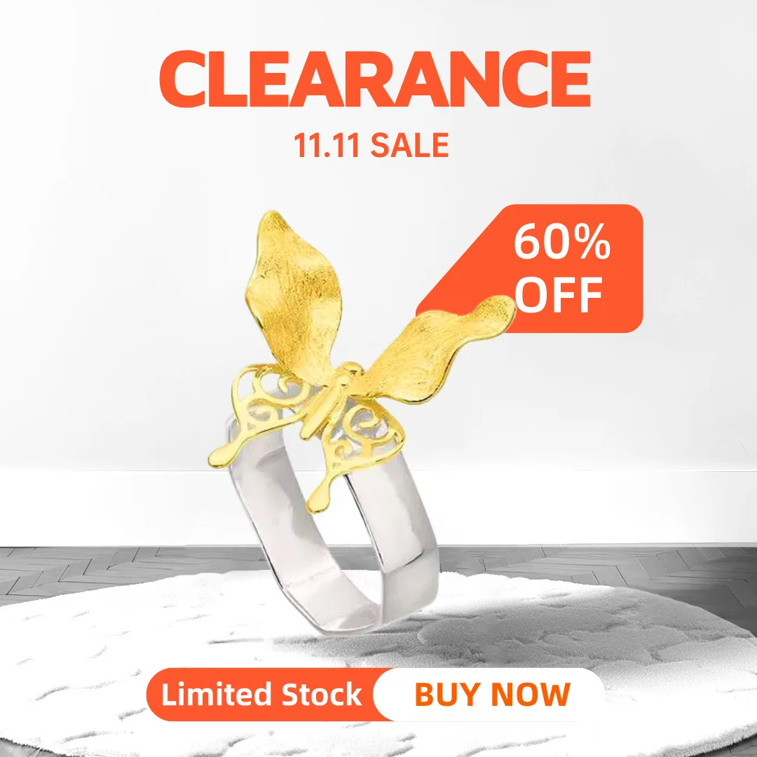 

GEEZENCA 925 Sterling Silver Two Tone 3D Butterfly Ring For Women Clearance Limited Stock First Come First Get