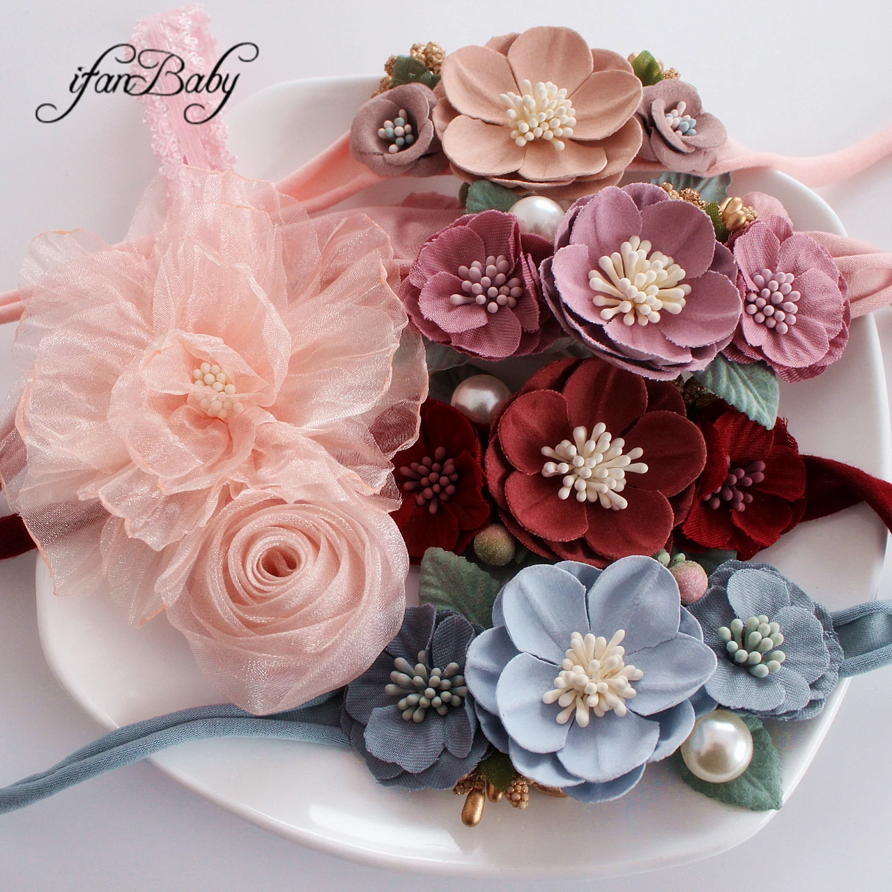 Chic Flower Headband Kids Girl Hair Accessories Nylon Elastic Headwear