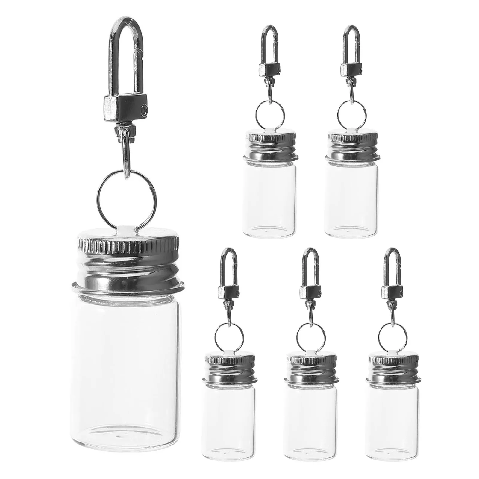 6Pcs Mini Glass Wishing Bottle Keychains Transparent 7Ml Small Drift Bottle Charm DIY Wedding Favor Travel Bag Pendant