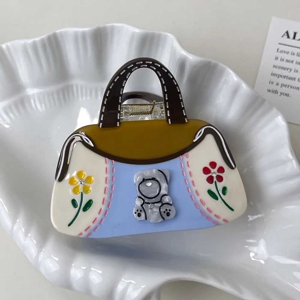 

Acetic Acid Acetate Hair Claw Flower Grab Clip Cartoon Bear Hair Clip Hair Accessories Headdress Rhinestone Hairpin Female