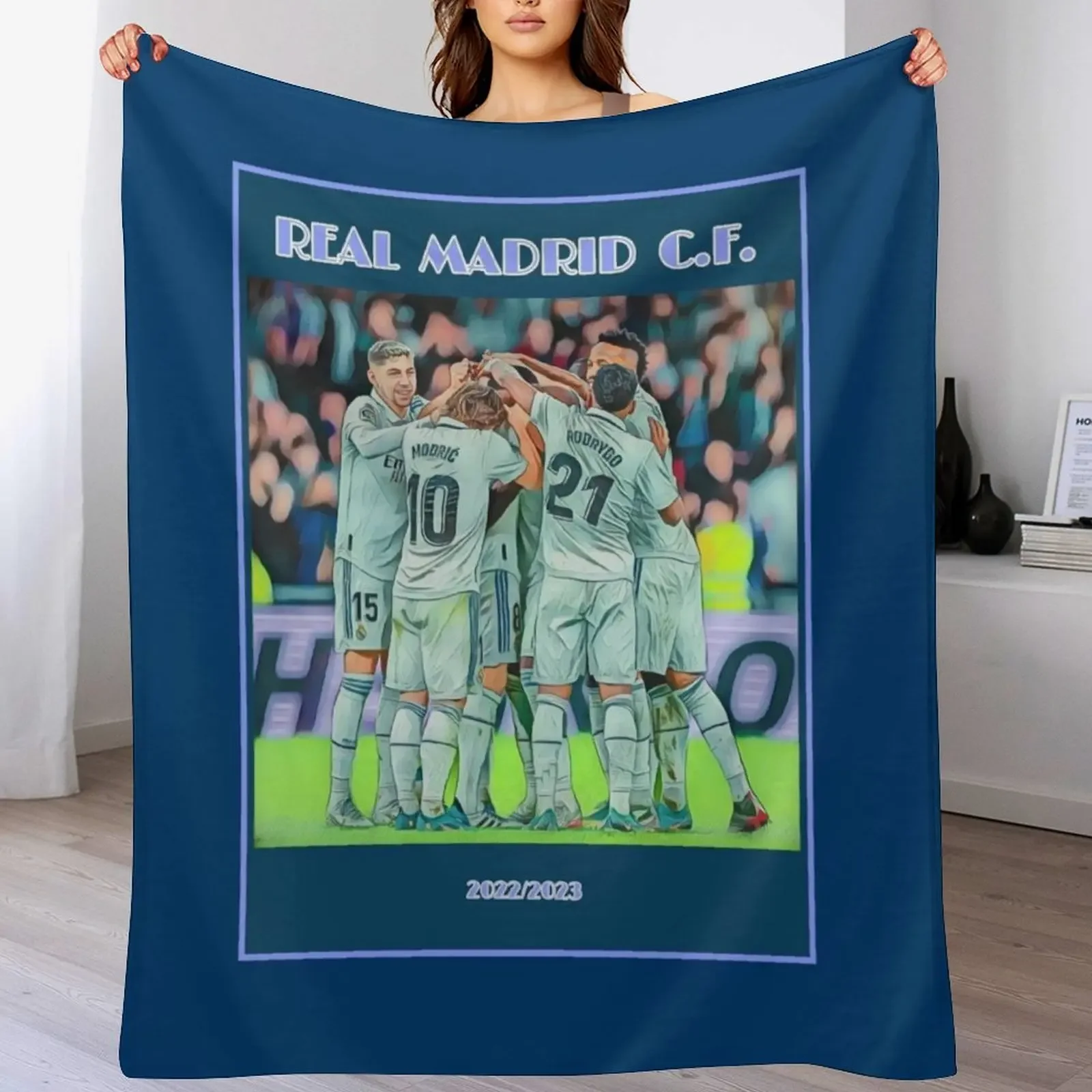 

Rea Madrid players team celebration goal Throw Blanket Blankets Sofas Of Decoration Sofa Quilt Polar funny gift Blankets