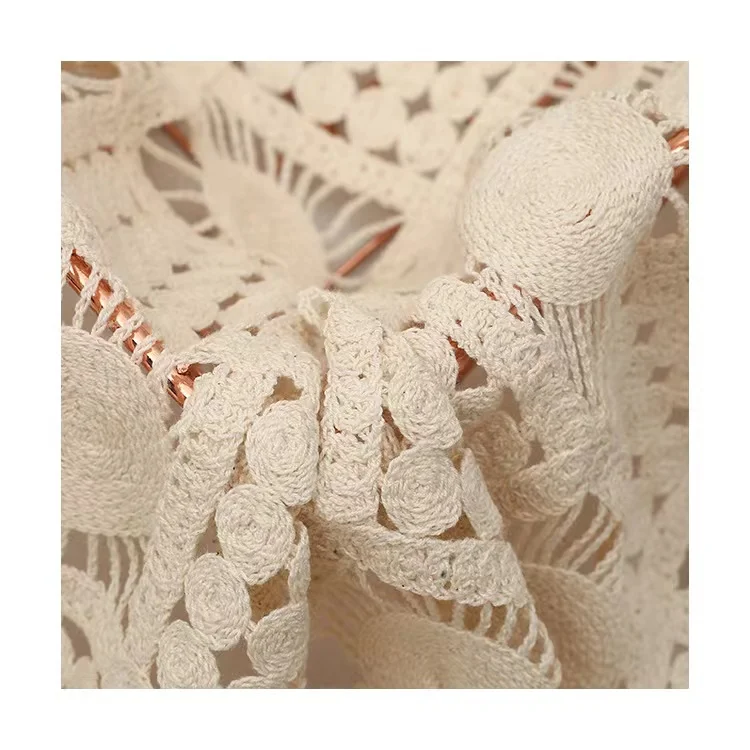 刺繍スタジオ、衣類、カーテン、テーブル装飾用のフックフラワーデザイン付き完全可溶性コットンチェーン生地