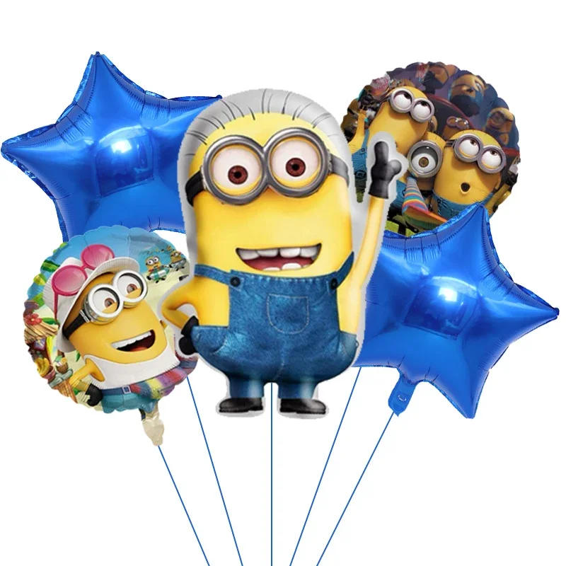 1set Minions Themed Party Balloons Minions Birthday Backdrop Decor 18in Star Round For Kid Birthday Party Baby Shower Supplies