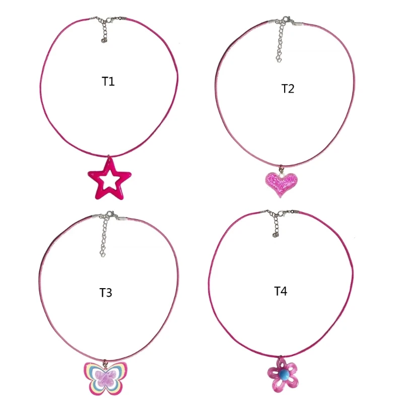 652F Heart Star Flower Aesthetic Necklace Fashion Simple Clavicle Chain Women Long Rope Necklace Party Birthday Gift