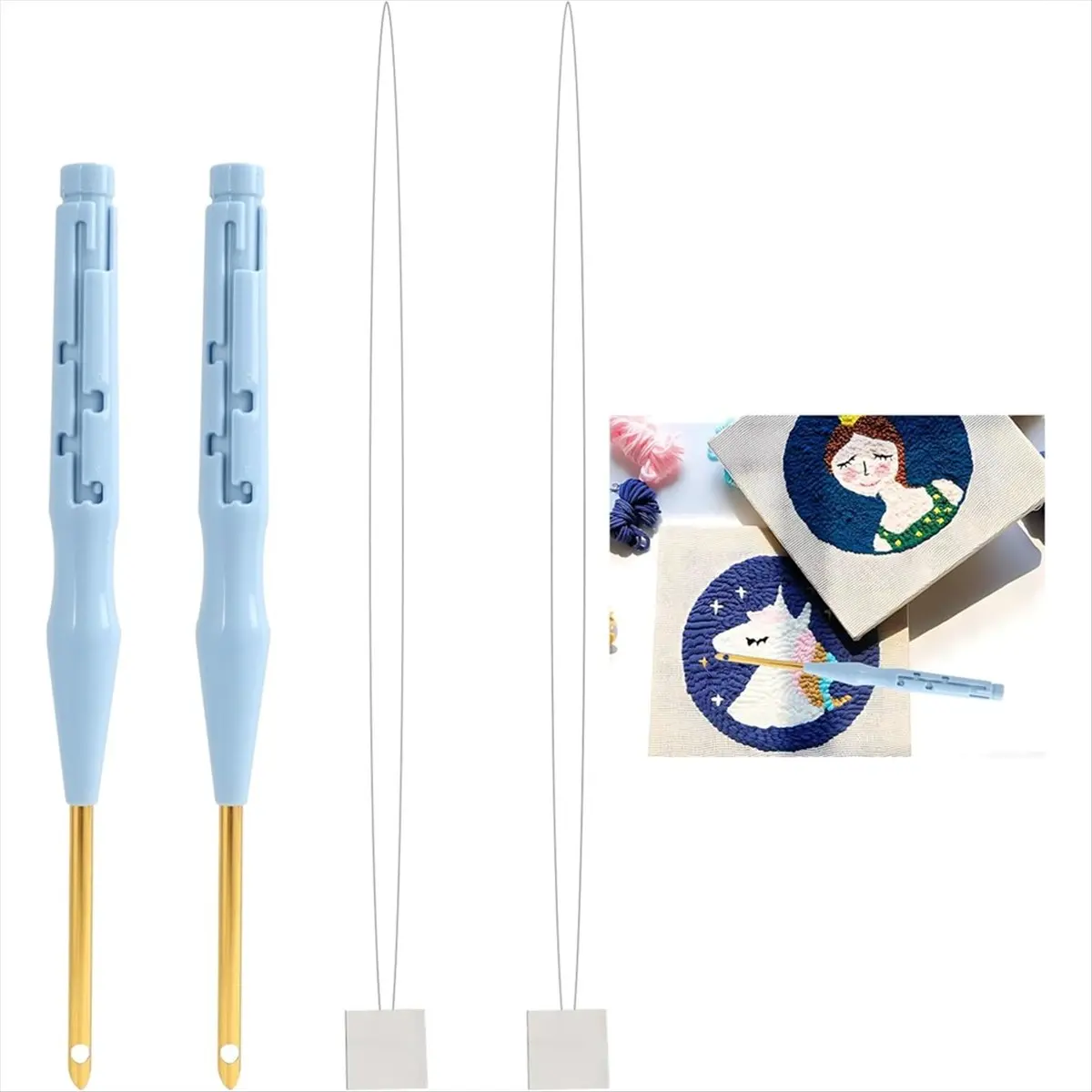 2 Pack Adjustable Punch Needle-Tool & -Embroidery Tools, with Needle-Threaders for Hand Sewing, Kit Tool Handmade [2026 MOCC]