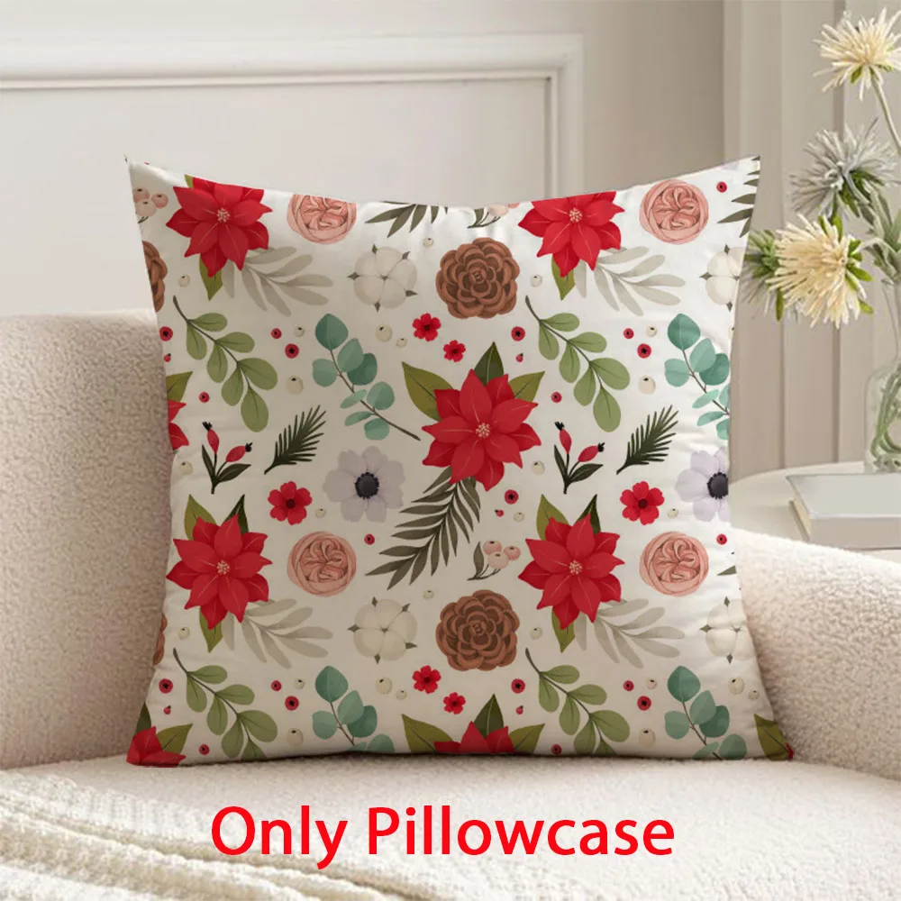 

new year Pillow cover winter decorative 45x45 cushions cover for floral pattern Christmas pillow case for Xmas gift for family