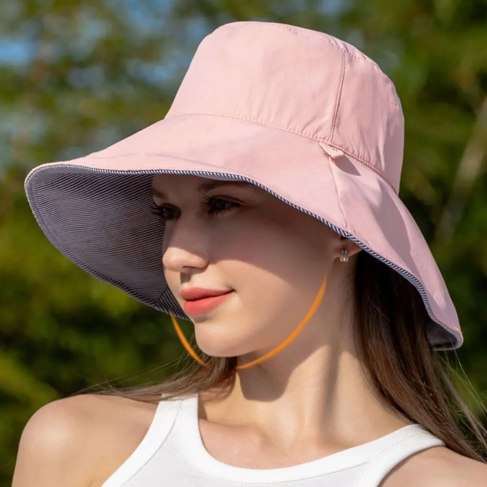 قبعة شمس على الوجهين قابلة للطي ، واقي حبل مقاوم للرياح ، قبعة الصيادين ، قبعة السفر ، واقي من الشمس ، جديد