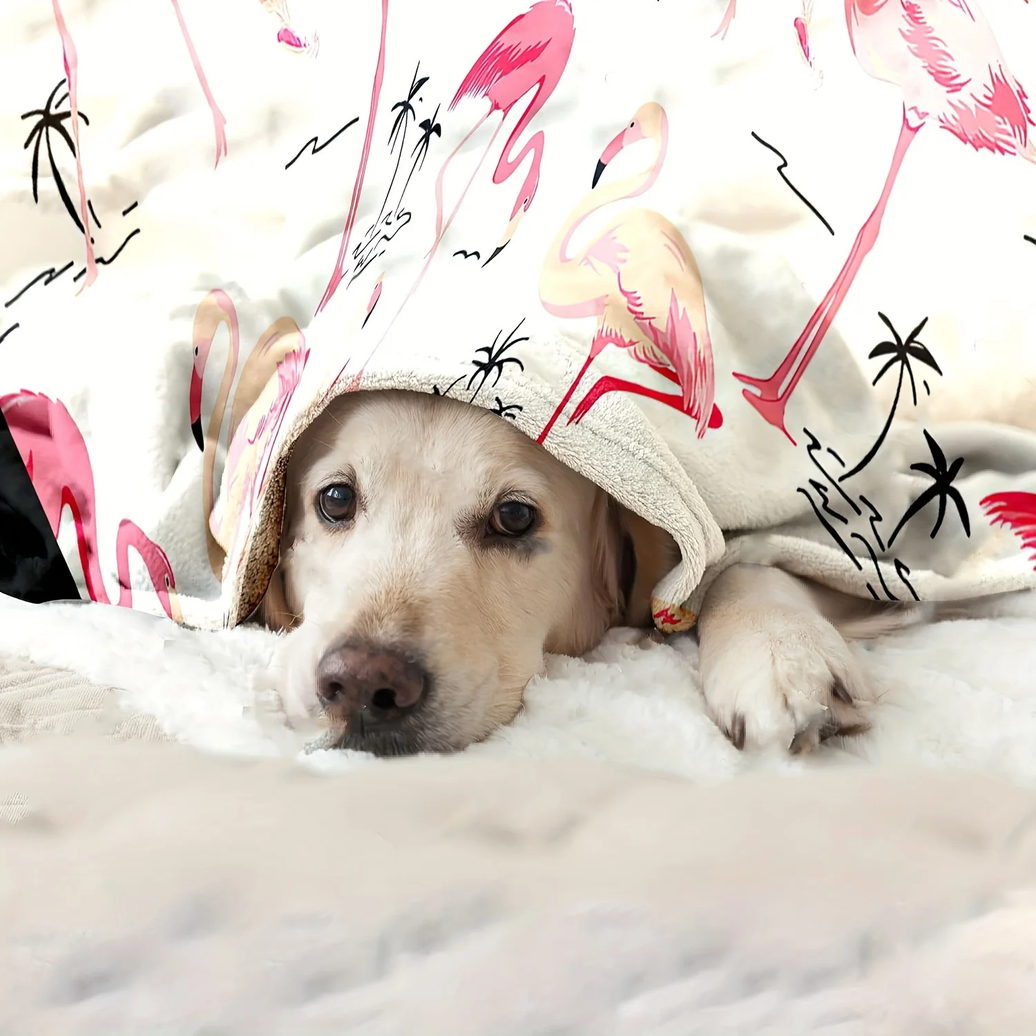Soft Fleece Luxurious Throw Blanket,Pink Flamingos & Palm Trees Design, Cozy All-Season Sofa & TV Snuggle Blanket