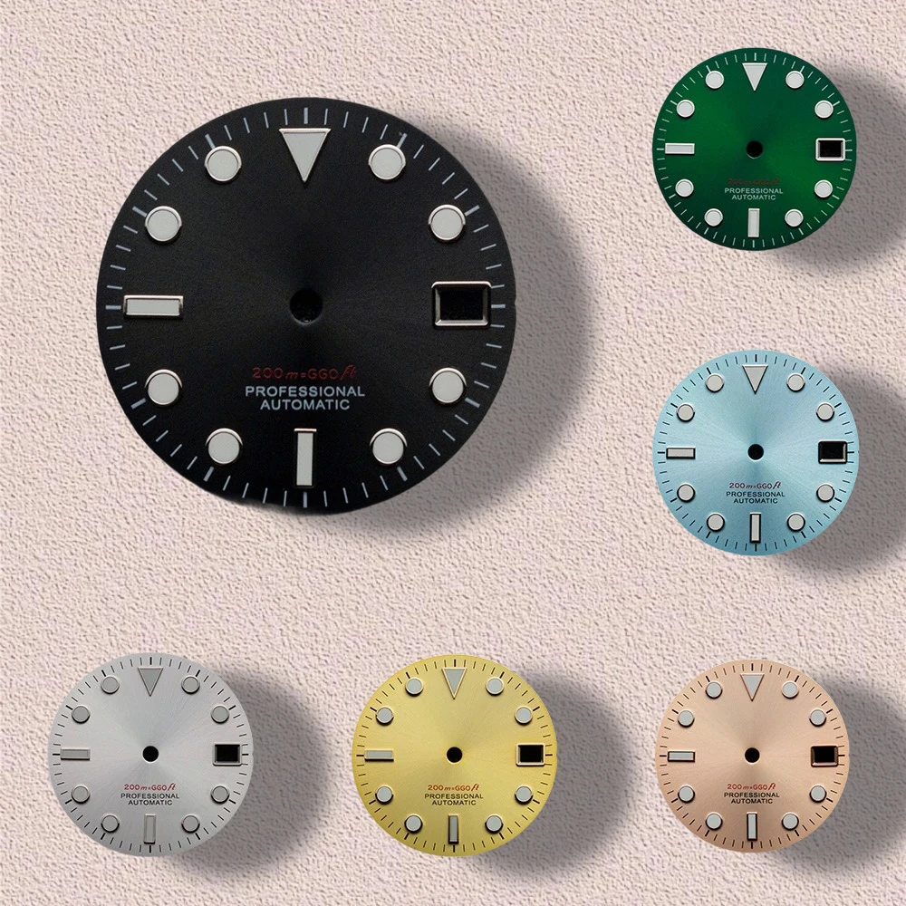 

28.5mm S Logo SUB Sunburst Dial Fit NH35/NH36/4R/7S Movement Green Luminous Diving High-Quality Watch Modification Accessories