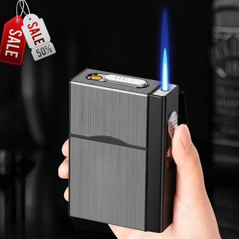 

Electronic USB Light-emitting Three-in-one Multifunctional Gas Electric Cigarette Case Lighter Pieces Inflatable Cigarette Case