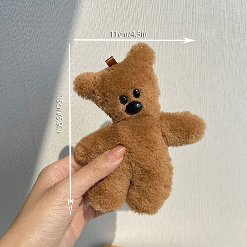 Kids Women Bag DIY Accessories Kawaii Small Teddy Bear Plush Toy Keychain Backpack Pendant Cute Car Keyring