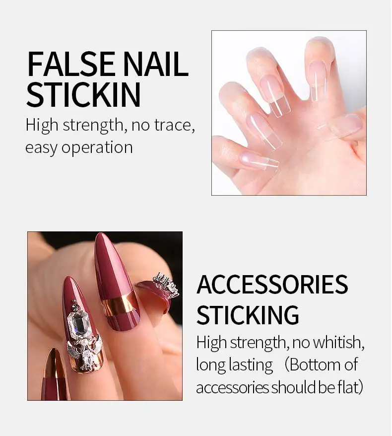 MIGOBON Nail Gel 7g+Nail Remover 7g  Combo Pack Transparent Non-Injurious Rhinestone  Nail Gel Nail Remover