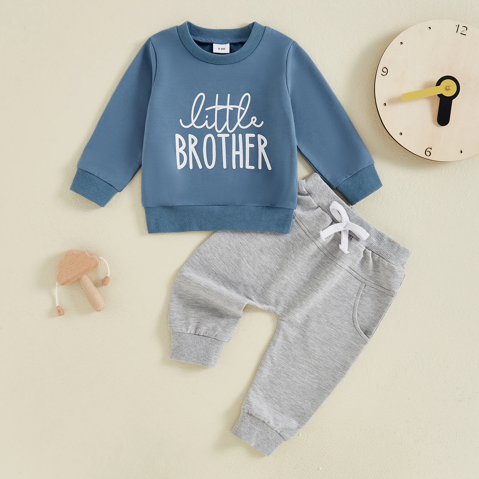 Tregren Toddler Baby Boy Fall Clothes Letter Print Long Sleeve Sweatshirt and Elastic Pants 2 Piece Track Suit Fall Outfits