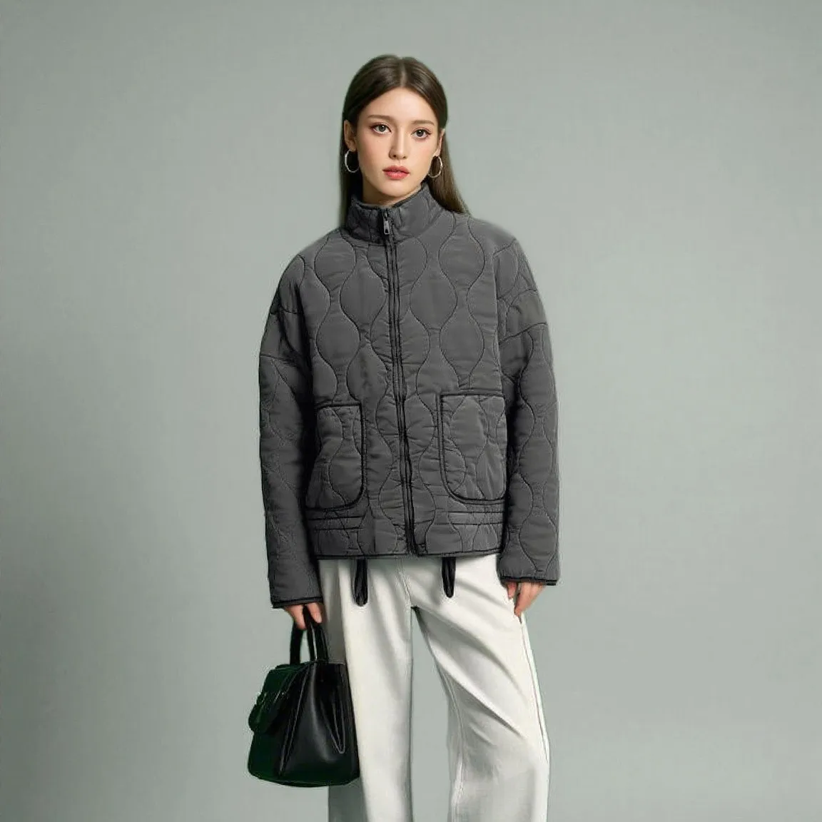 Casual Cotton-padded Coat Women Solid Stand Collar Parkas Warm Thick Jackets 2025 Autumn Winter Jacket Zip Padded Parka Overcoat