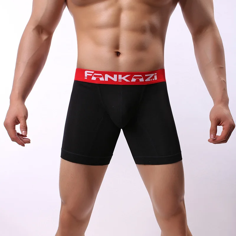 Men Long Leg Boxer Cotton Shorts Men Underwear Mid Waist Underpants Long Boxer Shorts Calzoncillos Hombre Boxer Marca