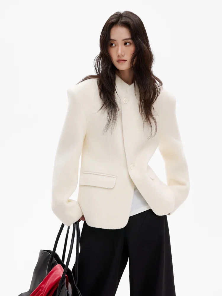 

LION Winter New mat High-End Double-Sided Woolen Coat Women's ort Ele Versatile Slimming Straight Cut Commute...