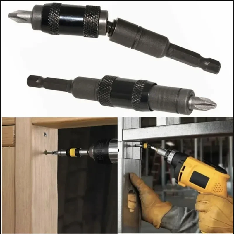 1pc Magnetic Screw Drill Tip, 1/4" Impact Tough Bit Holder With 20° Pivoting , Bendable Extender Quick Change Locking Rotating