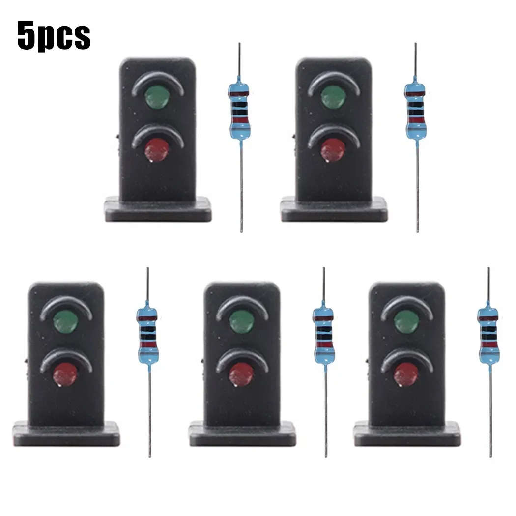 5pcs Model Traffic Lights LED Train Model Signal Light 1:87 Scale Steel Column Layout Lamp Posts Railway Train Garden Scenery