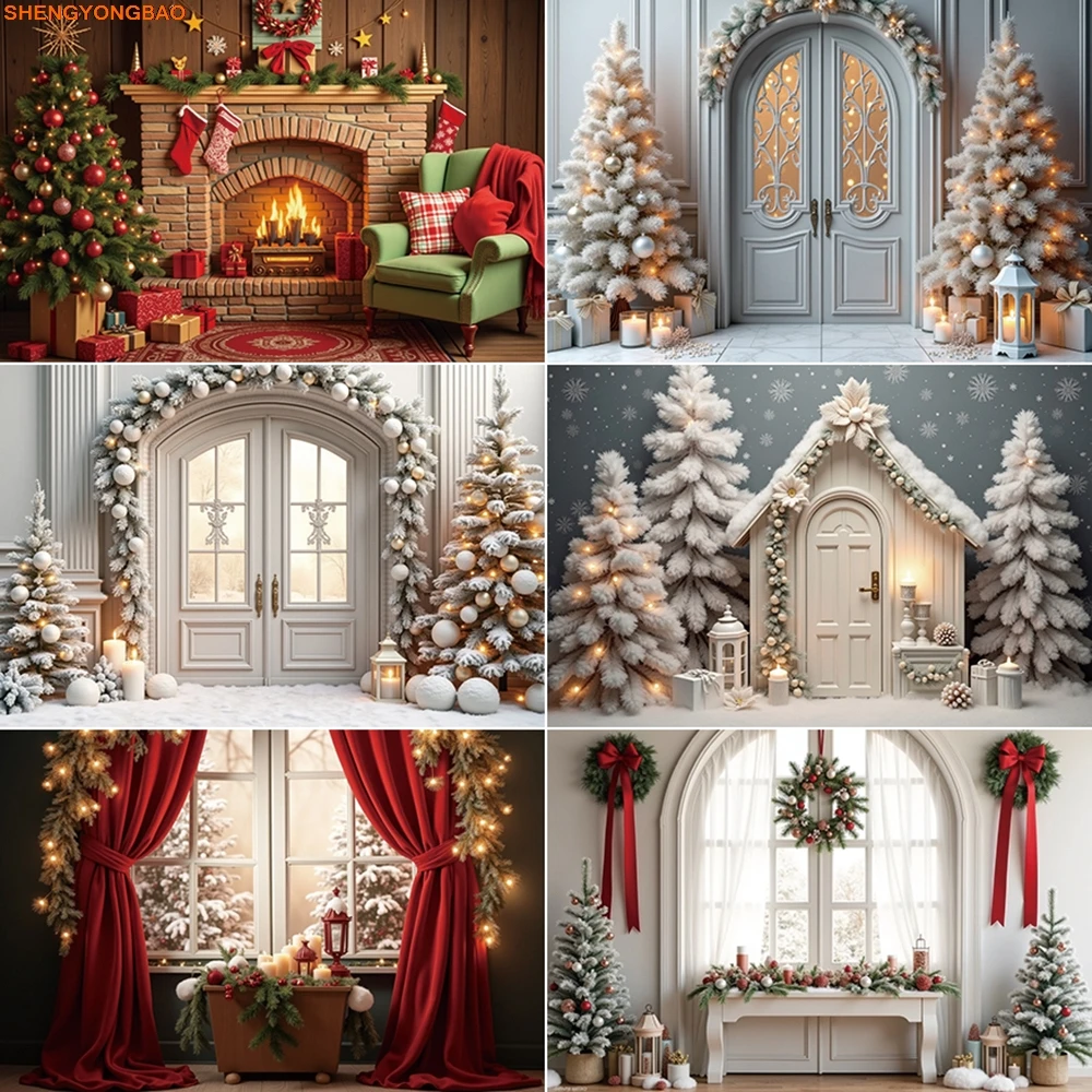 

Christmas 2024 Photography Background Xmas Tree New Year Window Photocall Backdrop Children Studio Photozone Accessories