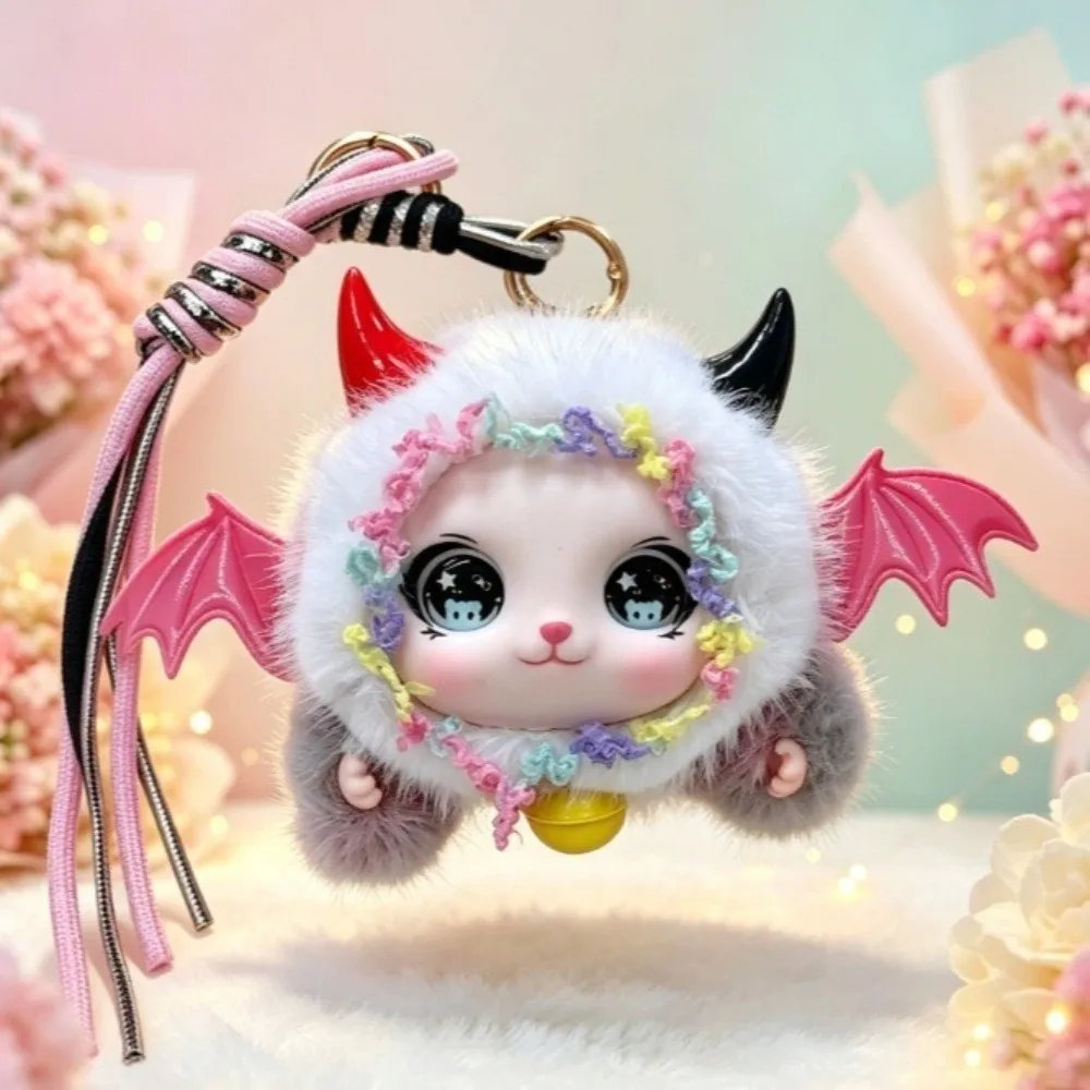 Bag Pendant Plush Little Devil Horn Keychain Wings Devil Horns Plush Keychain Soft Cute Plush Doll Keyring Keychain Accessory