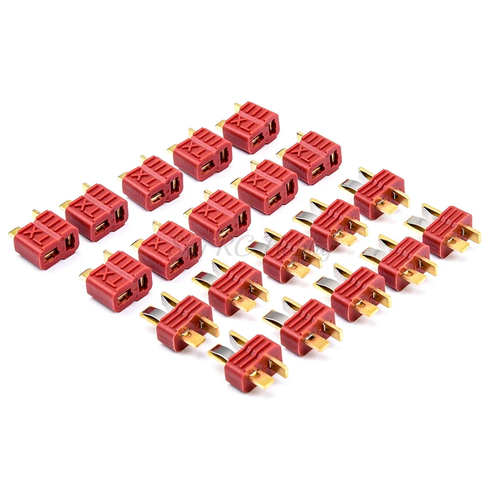 

20Pcs/10Pairs T-plug Anti-skidding Deans Plug T Style Connector Female / Male for RC Lipo Battery ESC Rc Helicopter